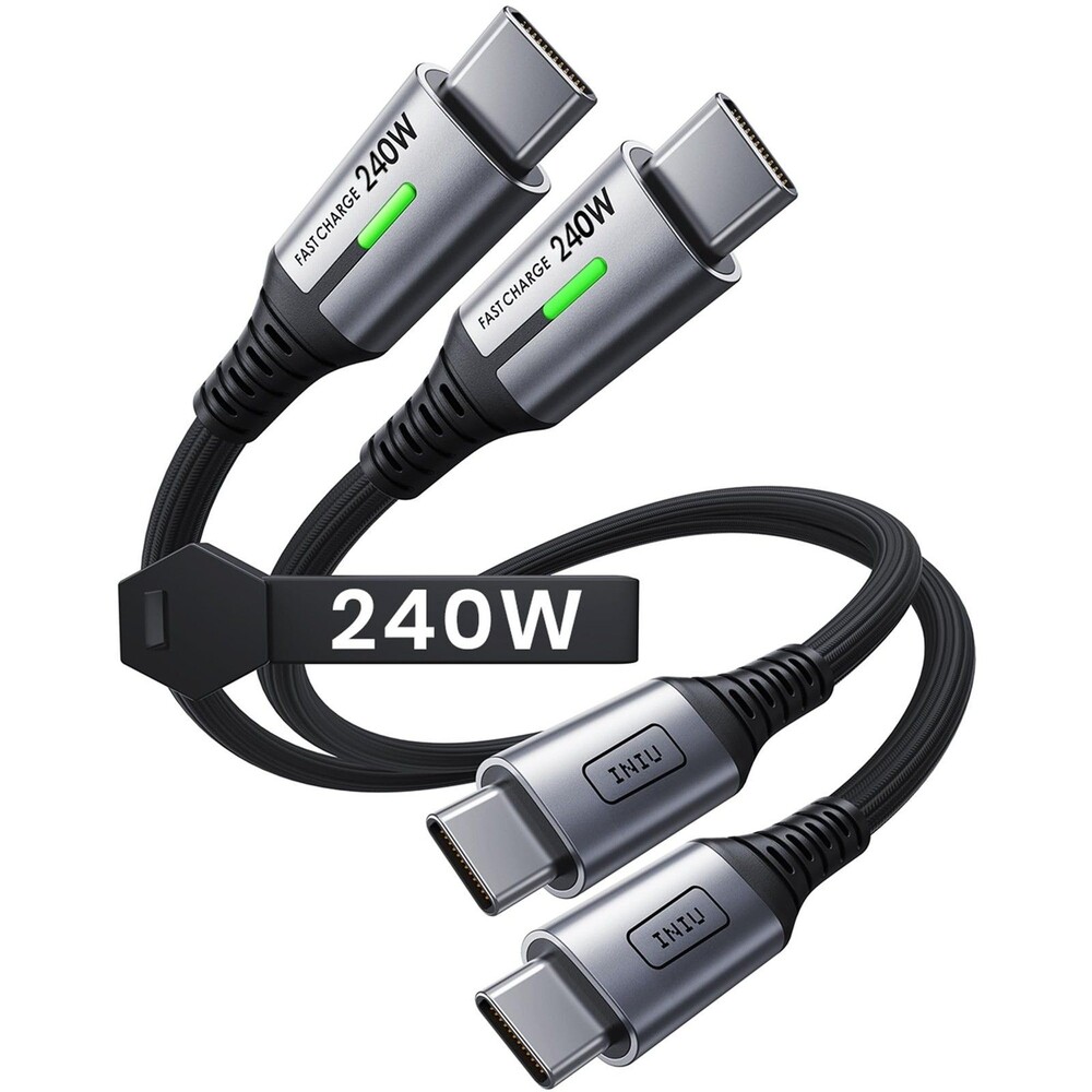 INIU USB C to USB C Cable 240W Fast Charging Braided Type C Cord 1ft 2-Pack